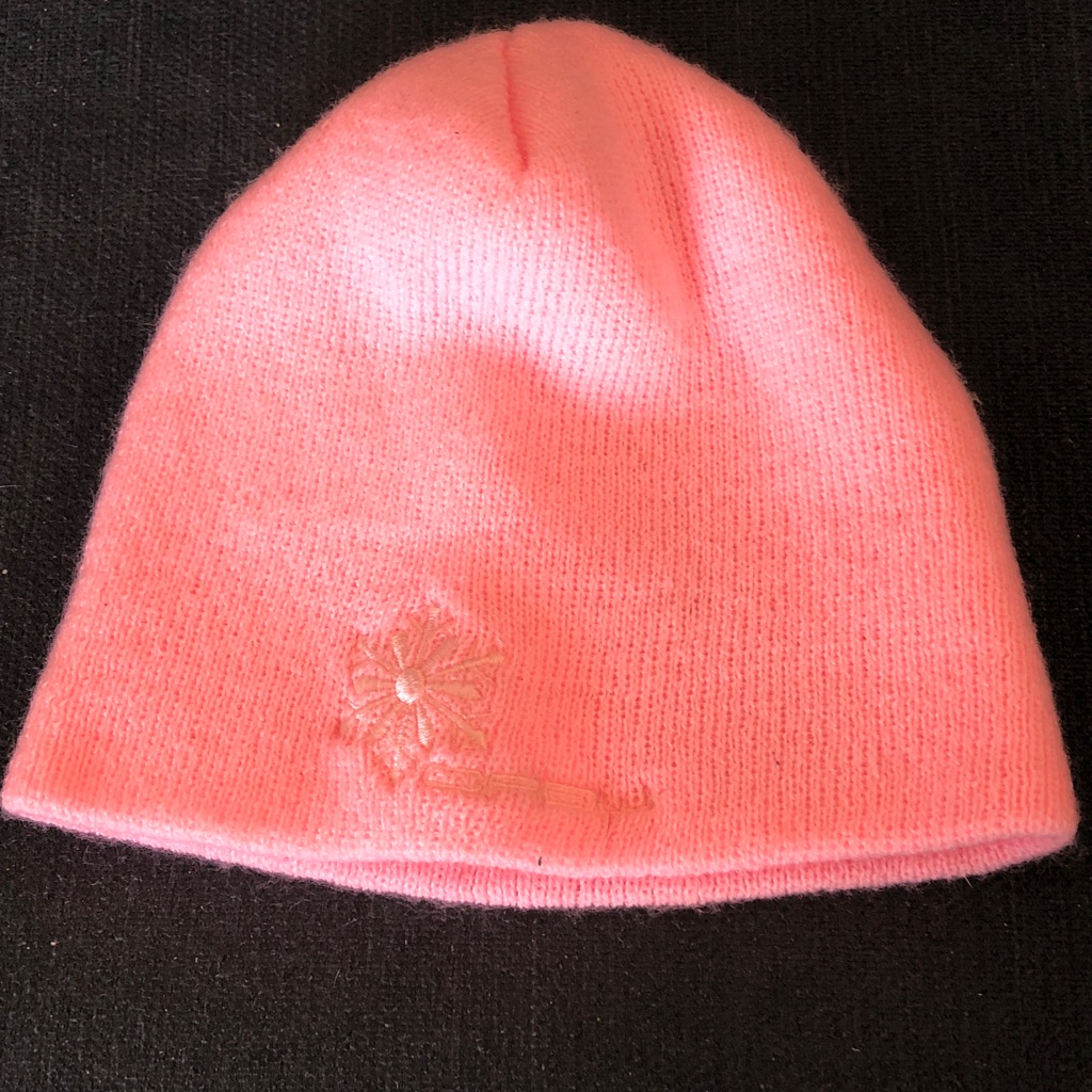 Pink Kids Beanie With Flower Embroidery